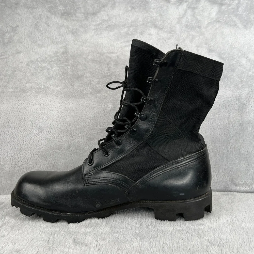 VTG 1997 US Military Combat Boots 12W Black Leather Canvas Lug Sole Mens